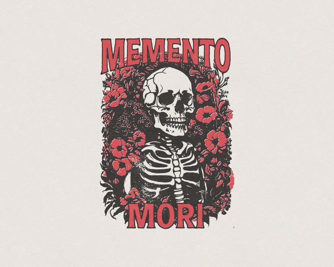 Memento Mori Rock 'n' Roll Metal Punk Hipster Skeleton Rose Flower ...
