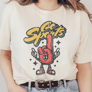 Go Sports Graphic T-Shirt Funny Retro Vintage Foam Finger Mascot Cartoon Character Football Baseball Basketball Soccer Unisex Men's Women's