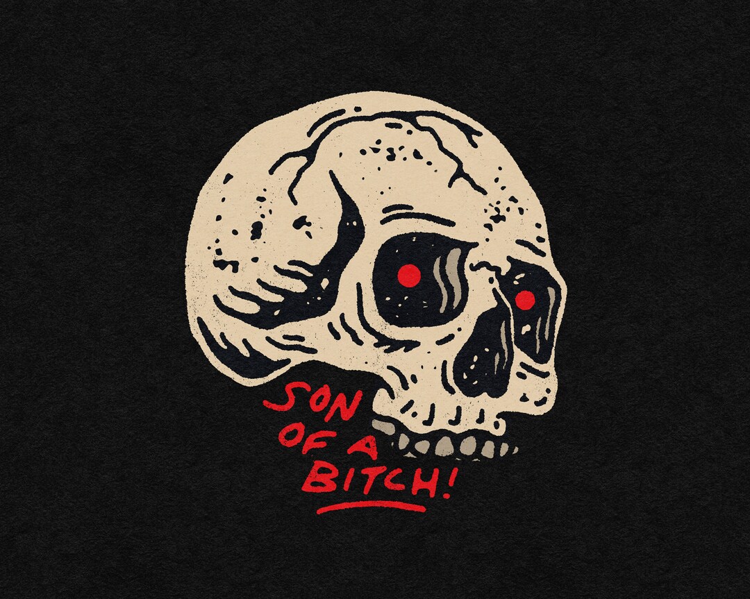 Son of a Bitch Funny Minimalist Skull Vintage Transparent - Etsy