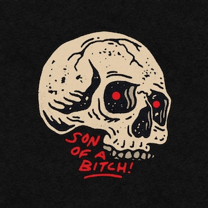 Son of a Bitch! – Rolig, minimalistisk dödskalle vintage transparent PNG digital nedladdningsbar grafik
