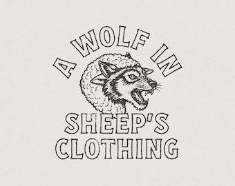 A Wolf in Sheep's Clothing Western Desert Southwestern Southern Country Funny Retro Vintage Shirt Graphic Transparent PNG Digital Download