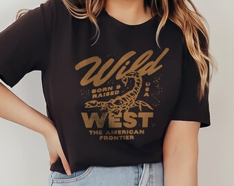 Wild West Graphic T-Shirt Scorpion Western American Frontier Desert USA Hipster Rock N Roll Punk Unisex Men's Women's Tee