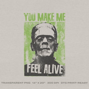 Frankenstein Vintage Horror Cult Classic Halloween Transparent PNG Digital Download for DTG Printing, DTF, Sublimation, Transfers, etc.