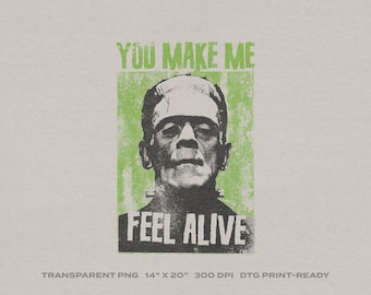 Frankenstein Vintage Horror Cult Classic Halloween Transparent PNG Digital Download for DTG Printing, DTF, Sublimation, Transfers, etc.