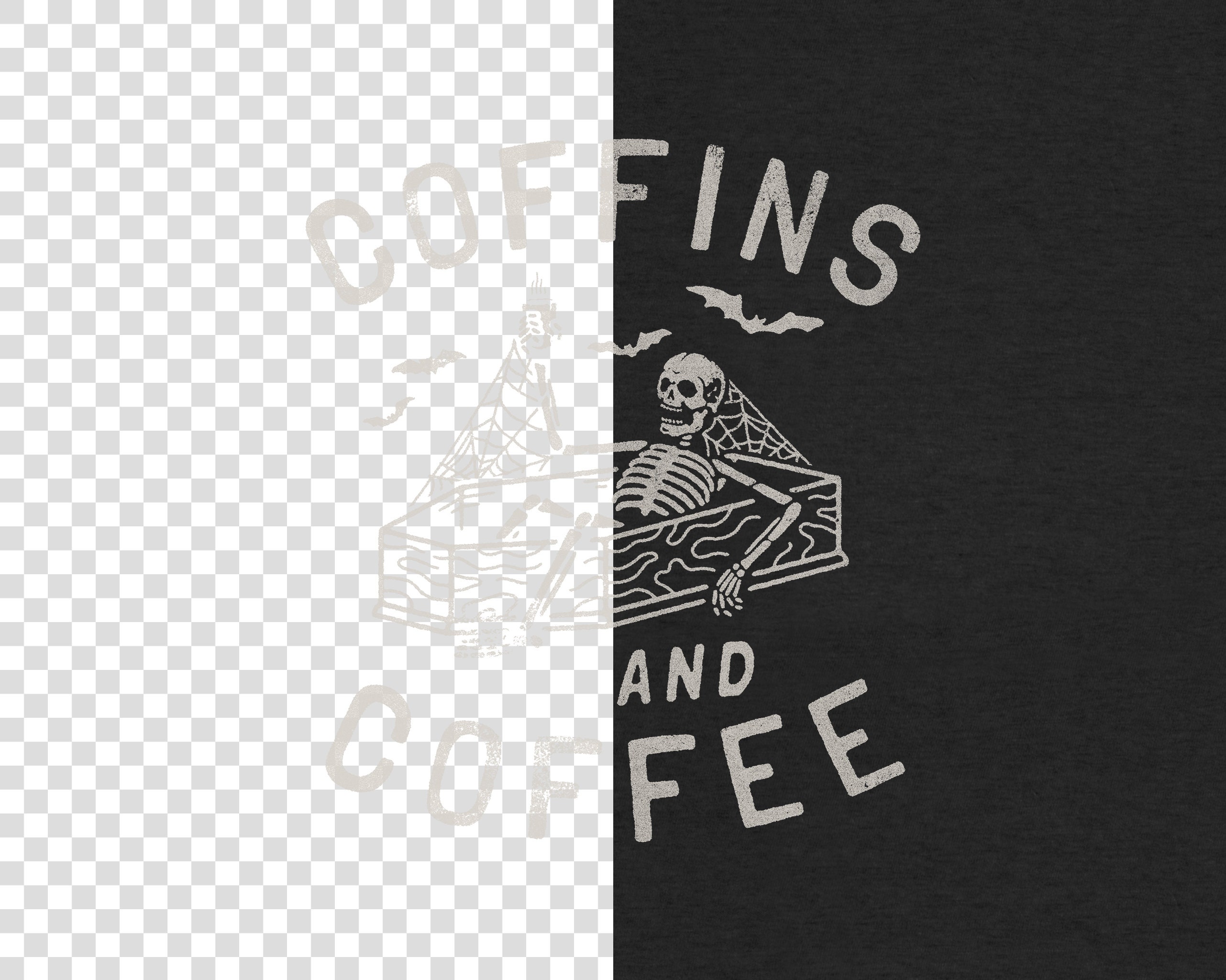 Coffins and Coffee Lover Skeleton Funny Halloween Transparent PNG ...