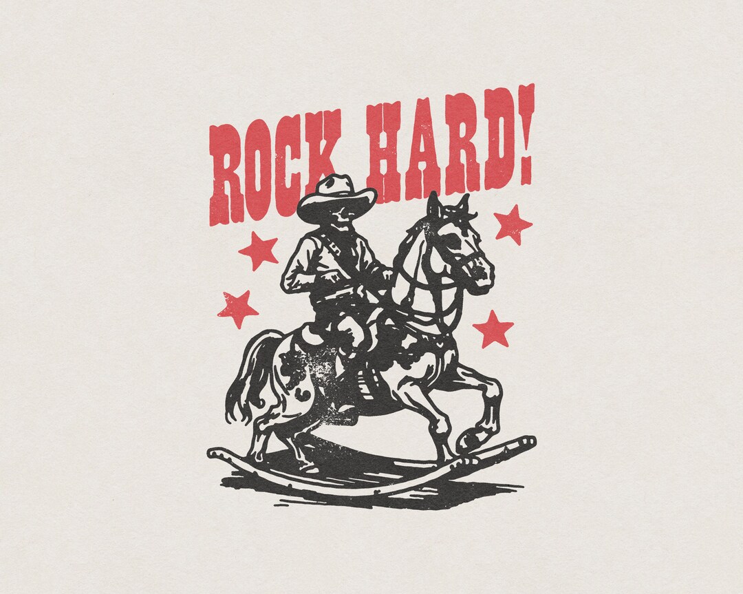 Rocking R Graphic Rock Hard Cowboy Rocking Horse Western Country Skeleton Funny ...