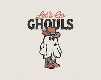 Let's Go Ghouls Halloween Cowboy Cowgirl Ghost Boots Shania Twain T-shirt vintage rétro graphique PNG Transparent en téléchargement numérique