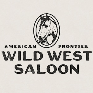 Wild West Saloon American Frontier Horse Rider Cowboy Southwestern Desert Vintage Country Western Type Transparent PNG Digital Download