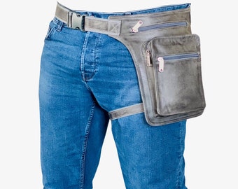 Sac de jambe en cuir véritable pour hommes et femmes, sac de jambe de moto