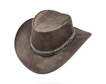 Lederhut Western Cowboy Reiten Leder Hut Band versch. Größen Unisex Wickelhut