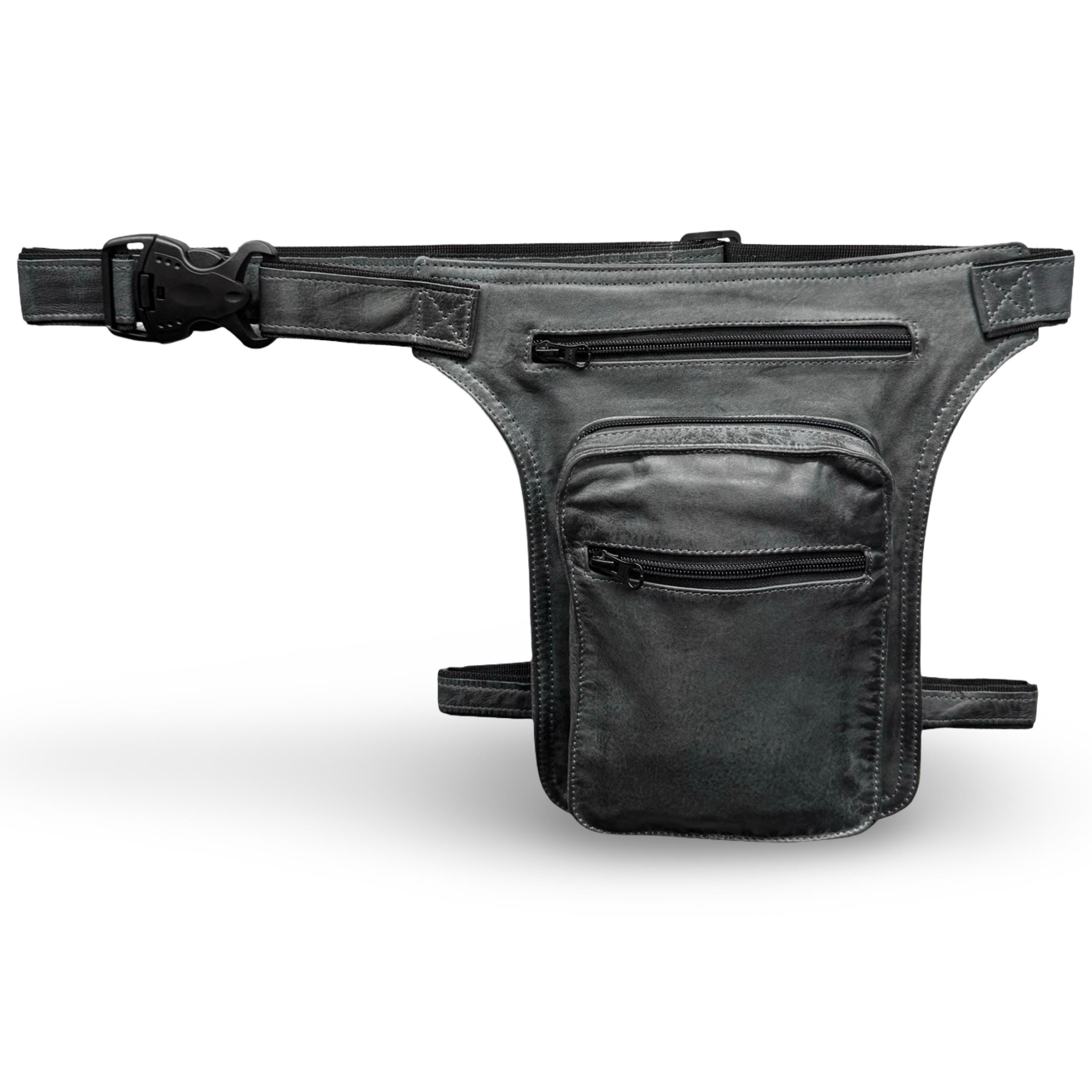Herren Damen Echtes Leder Tasche Beinbeutel Beintasche Motorrad Beintasche
