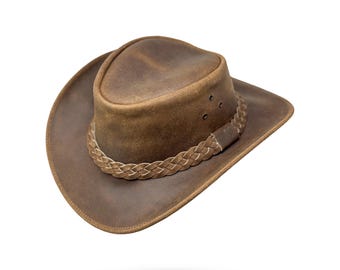 Lederhut Western Cowboy Reiten Leder Hut Band versch. Größen Unisex Crazy Horse