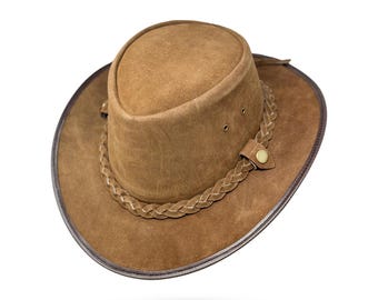 Lederhut Western Cowboy Reiten Leder Hut Band versch. Größen Unisex Crazy Horse