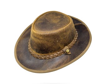 Lederhut Western Cowboy Reiten Leder Hut Band versch. Größen Unisex Crazy Horse
