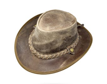 Lederhut Western Cowboy Reiten Leder Hut Band versch. Größen Unisex Crazy Horse
