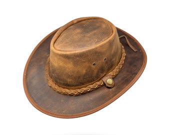 Lederhut Western Cowboy Reiten Leder Hut Band versch. Größen Unisex Crazy Horse