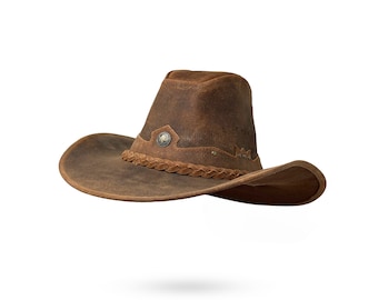 Leather Western Cowboy Riding Hat Band Sunscreen Unisex Crazy Horse Leather Hat