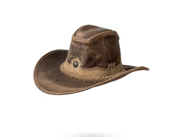 Lederhut Western Cowboy Reiten Leder Hut Band versch. Größen Unisex Crazy Horse