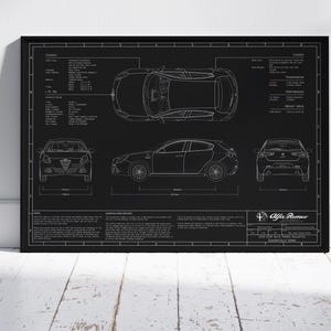 Poster per auto modello Alfa Romeo Giulietta QV 2010-2016, decorazione da parete, arte da parete, stampa esclusiva