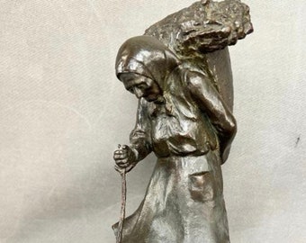 Bronce sin firmar atribuido a Ernest Wittmann  . anciana , escultura , sculpture