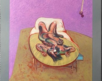 Francis Bacon, Lithographic poster from 1966, Arte Paris, Galerie Maeght. Reclining figure