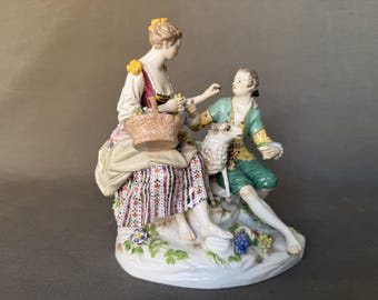 Meissen Grupo de pastores , C41 Michel Victor Acier , Porcelana , ca. 1860–1890 ,