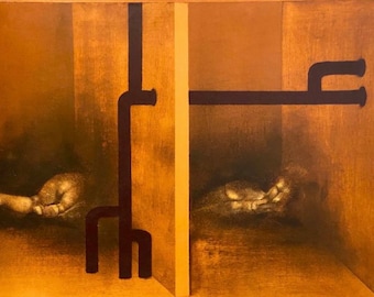 Pierre Vogel 1938 . Óleo madera  , Abstracción  . oil painting abstract  .