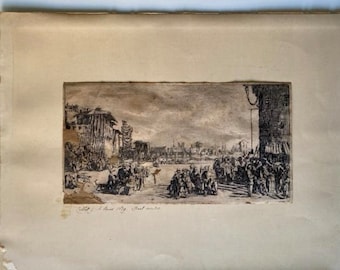 Jacques Callot, Le marché d'esclaves, Die kleine Ansicht von Paris, 1620, Originalradierung