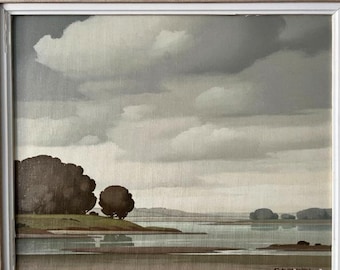 Pierre De Clausade , Francia , Paris . óleo lienzo , Mud Flats On The LOIRE , comprado en Sothebys