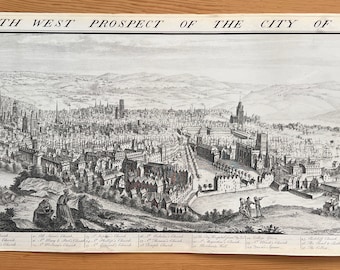 The North West Prospect of the city of Bristol, etching Samuel Buck