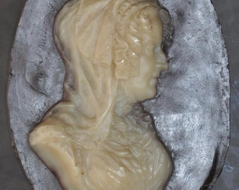 Escultura realizada en cera de  Richard Cockle  Lucas , 1853 , Wax medallion , England , sculpture