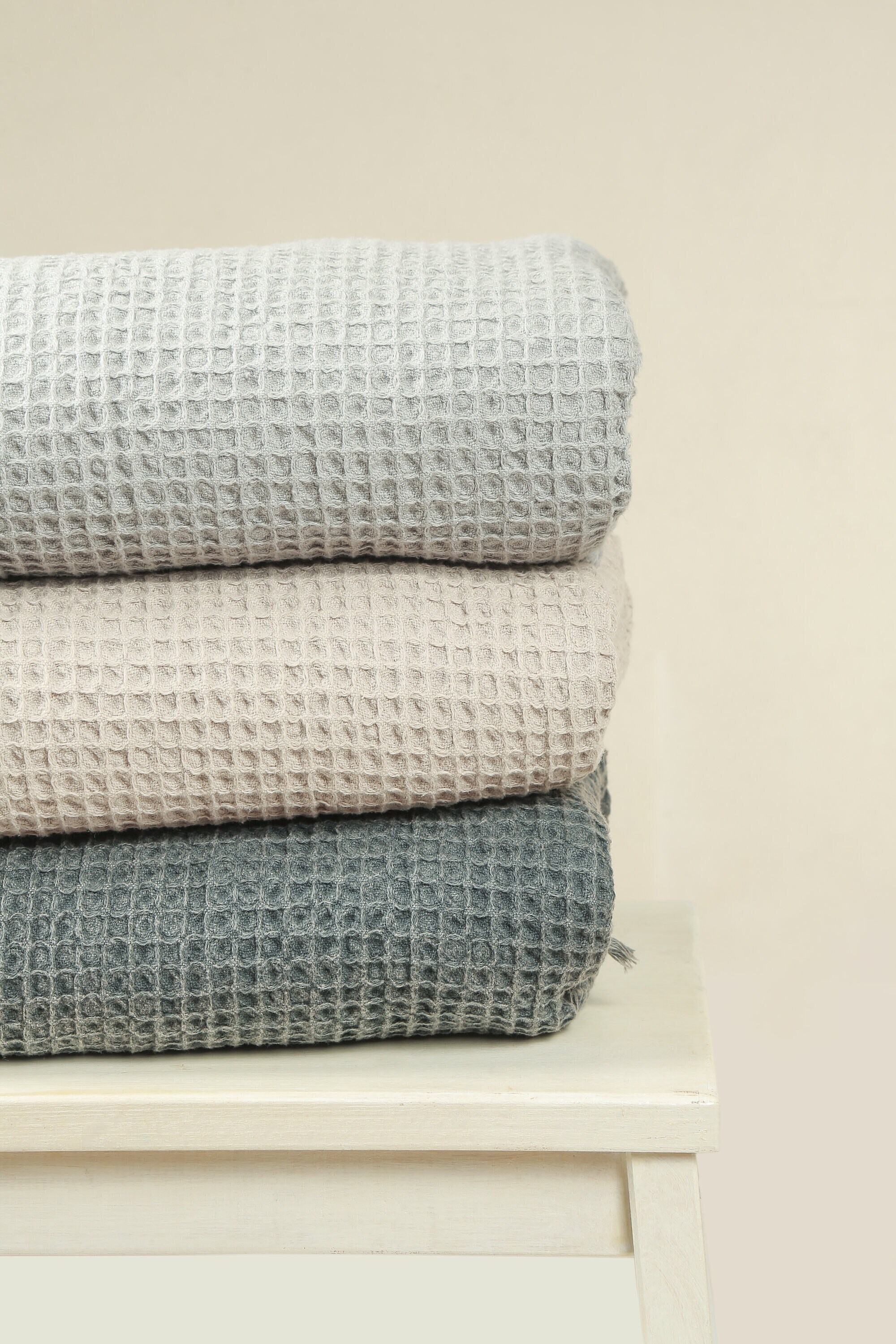 Waffle Design Turkish Towel Peshtemal Hand Towel Set Brown – Dervis Natural  Textile
