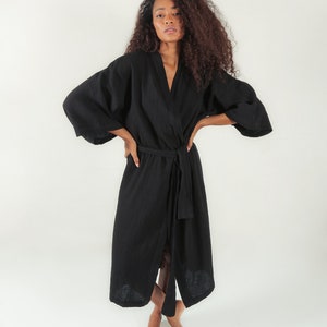 Long Muslin Kimono | Black Kimono | Boho Robe | Bridesmaid Robe| Loungewear | Mother | Beach Kimono | Home Dress | Valentines Day Gift