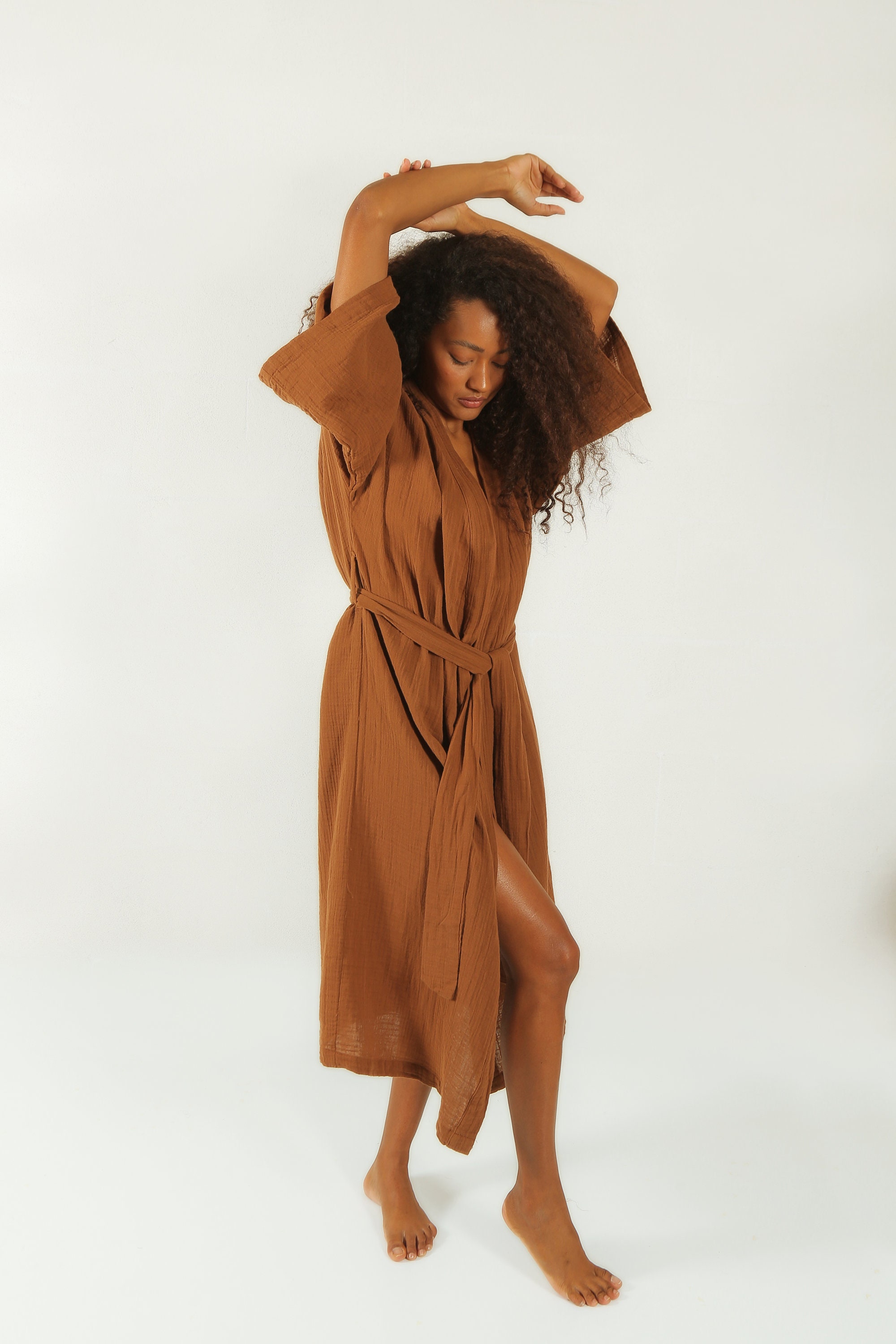 Long Muslin Kimono Chocolate Kimono Black Kimono Boho Robe Bridesmaid