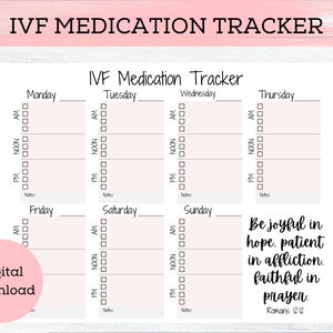 IVF Printable Planner, Weekly Medication Planner, Medication Tracker,  IUI Printable Planner, IVF Journey Gift, Infertility Planner