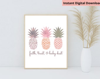 Impresión de arte de pared de piña de infertilidad, descarga instantánea, regalo de viaje de FIV, regalo de guerrero de fertilidad, regalo de IUI, arte de pared