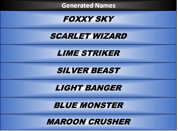 Badass Car Nickname Name Generator - Etsy Badass Car Nickname Name Generator - Etsy