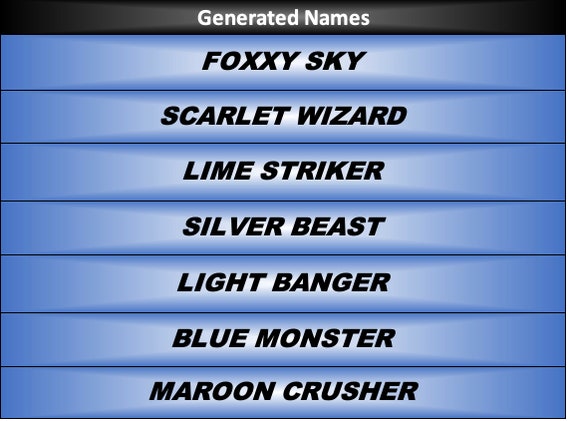 Badass Car Nickname Name Generator - Etsy