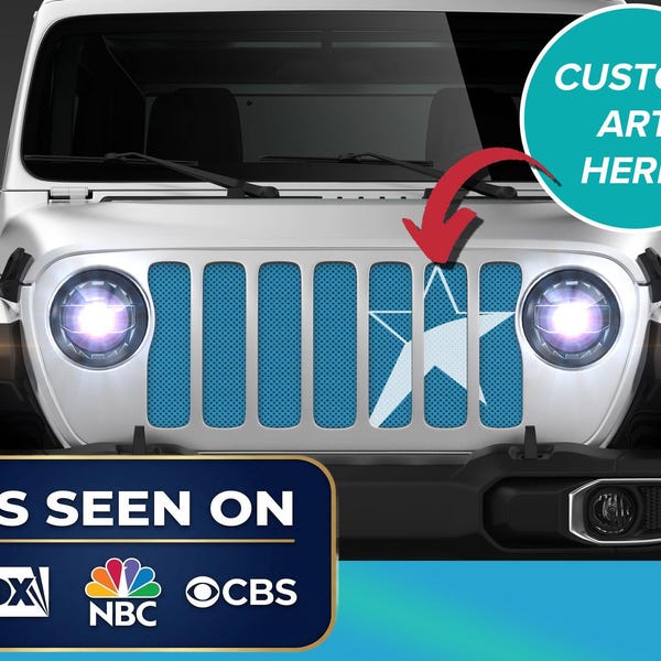 Custom Jeep Wrangler Grille Insert: Rust-Proof Aluminum, Personalized Art