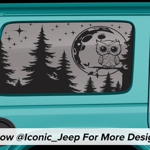 Owl at Night Jeep Wrangler Hardtop Window Decal | Matte Black Vinyl