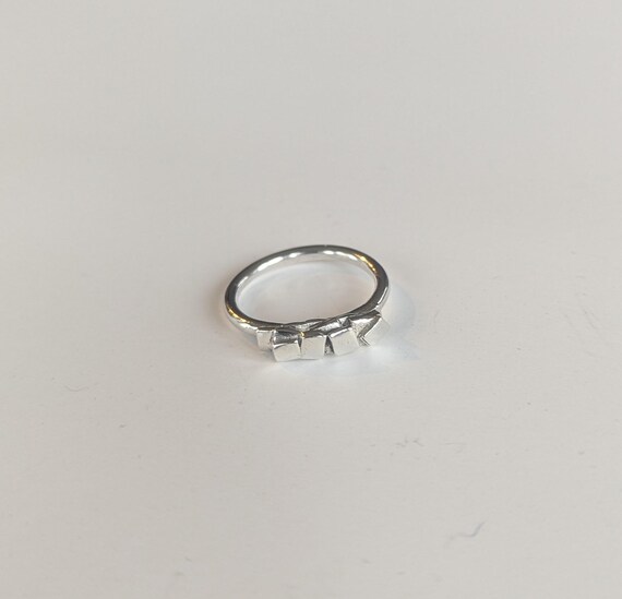 Handmade sterling silver ring, abstract stacked tile design, minimalist modern jewelry, size 6