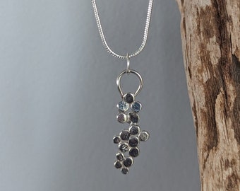 Handmade sterling necklace, abstract design of silver bubbles, bright and shiny