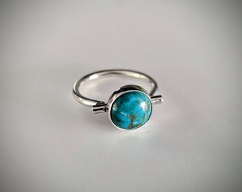 Turquoise and sterling ring, handmade, unique design, gender neutral