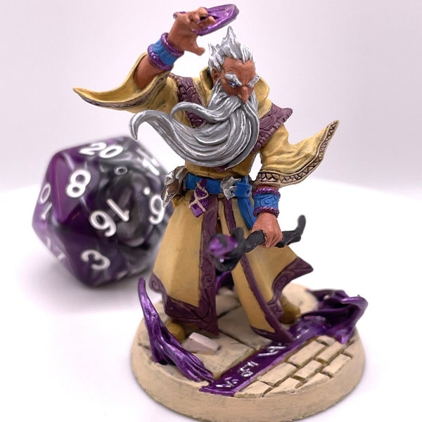 Human Male Wizard Tabletop Character | RPG Miniatures | DnD Painted Miniatures