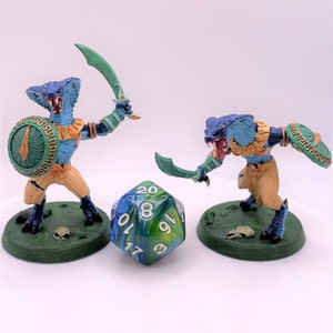 Yuan-Ti Serpentfolk Warrior Set with Shields and Jade Scimitars  | RPG Miniatures | DnD Painted Miniatures