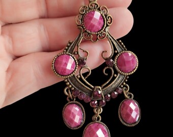 Bronze and purple flamenco earrings. Vintage.