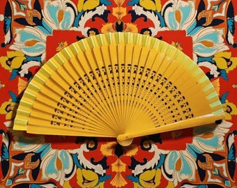 Handgefertigter Spanischer Fächer Aus Baumwolle & Sipo-Holz – Echtes Kunstwerk, 43x23 Cm