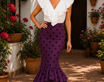 Gonna da flamenco, a pois con quattro balze. Nuova