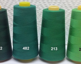 Overlock thread, blue, green, turquoise (EUR 0.82/km), 3000Y cone (2743 m)
