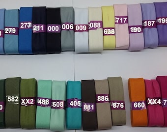 Bias tape 2 cm (EUR 1.5/meter) 3 m cotton folded many colours New in original packaging